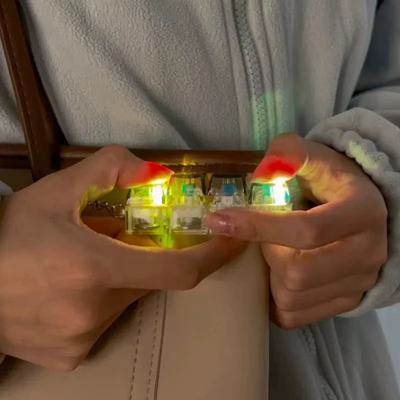 Light up Keyboard Key Keychain Stress Relief Fidget Toy Clickable Button with LED Light